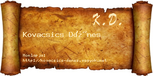 Kovacsics Dénes névjegykártya